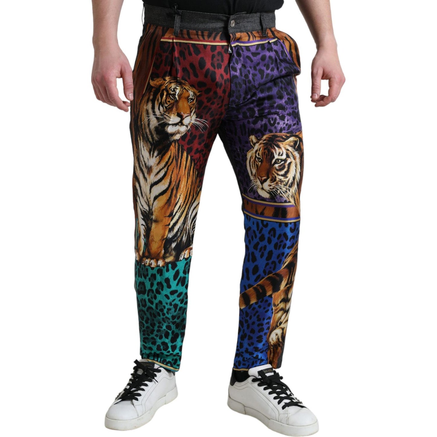Dolce & Gabbana Multicolor Tiger Cotton Loose Denim Jeans PAN75040-44