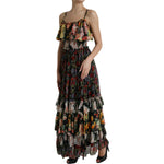 Dolce & Gabbana Multicolor Floral Chiffon Tiered Maxi Dress DR281071-40
