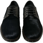 Dolce & Gabbana Black Stable Fur Derby SAN PIETRO Dress Shoes MV5533-42