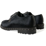 Dolce & Gabbana Black Stable Fur Derby SAN PIETRO Dress Shoes MV5533-42