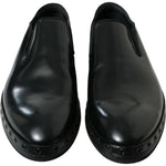 Dolce & Gabbana Black Leather Studded Loafers Dress Shoes MV5541-44