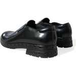 Dolce & Gabbana Black Leather Studded Loafers Dress Shoes MV5541-44