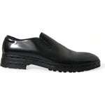 Dolce & Gabbana Black Leather Studded Loafers Dress Shoes MV5541-44