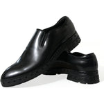 Dolce & Gabbana Black Leather Studded Loafers Dress Shoes MV5541-44