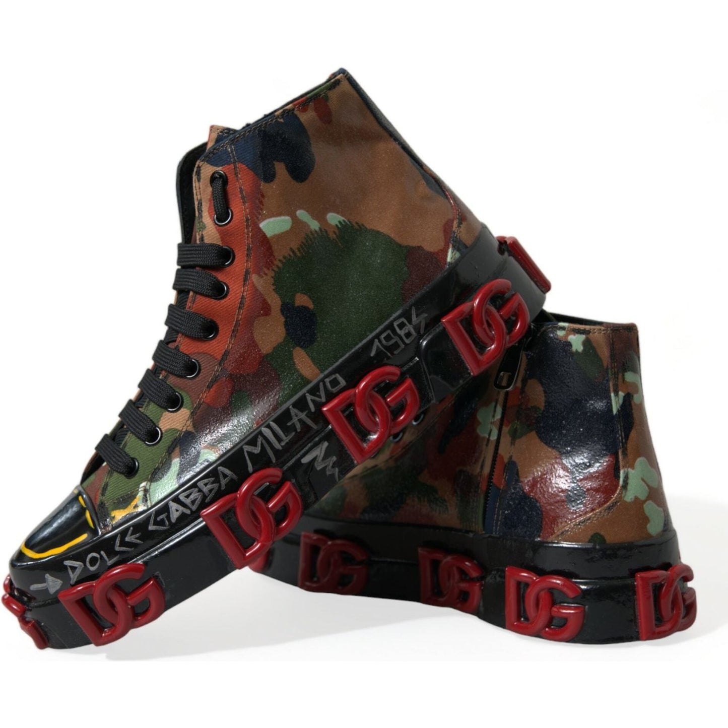 Dolce & Gabbana Multicolor Camouflage High Top Sneakers Shoes MV5549-40