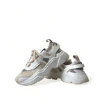 Dolce & Gabbana Beige White Daymaster Low Top Leather Sneakers Shoes LA10679-39