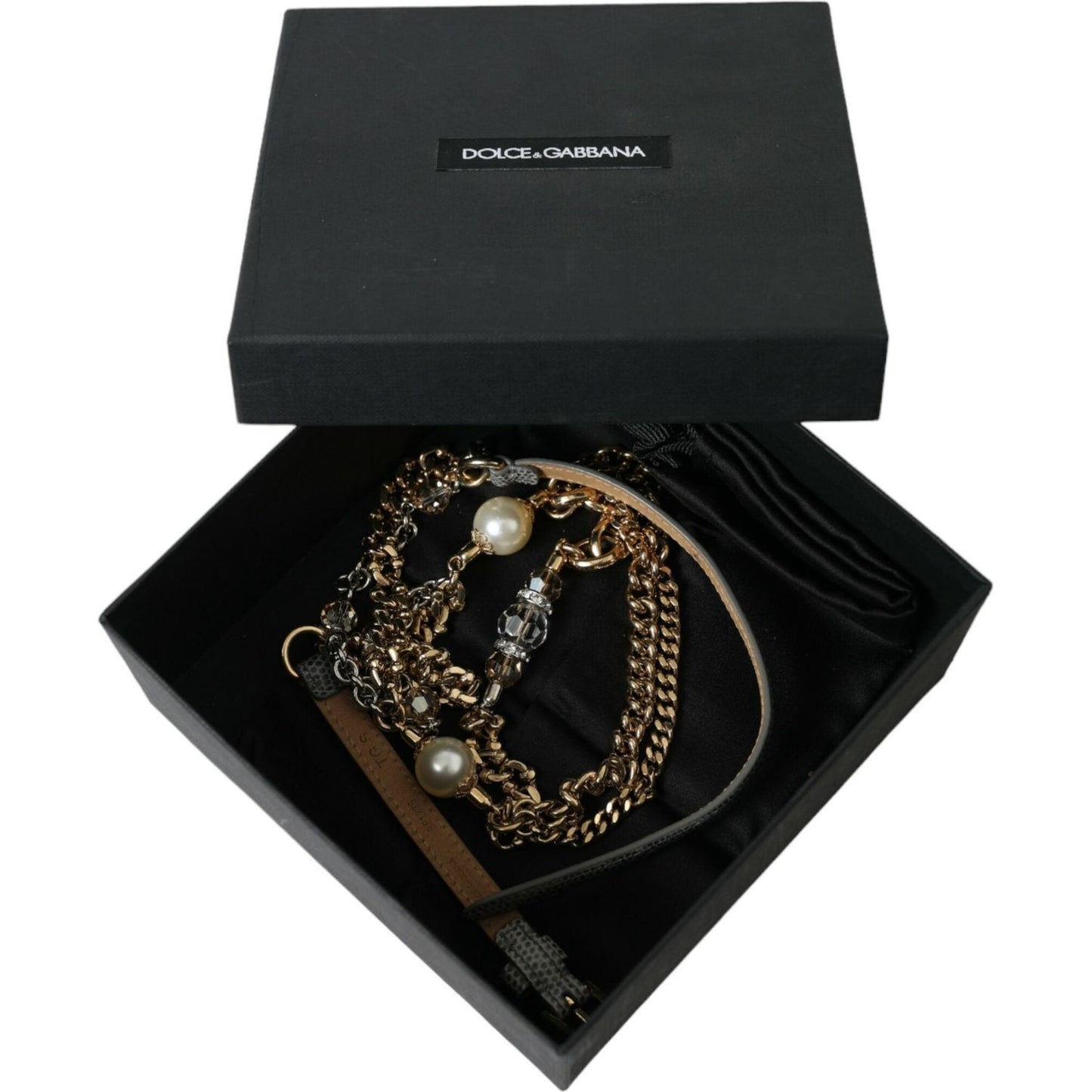 Dolce & Gabbana Blue Braided Gold Brass Chain Waist Belt WMB315-XL