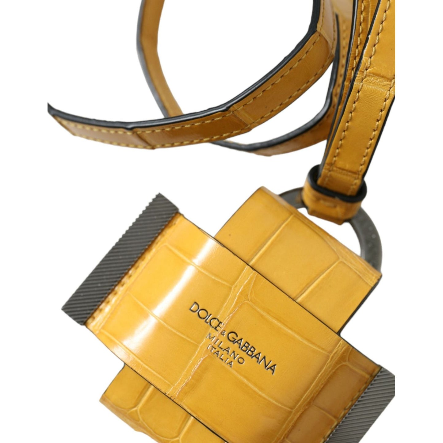 Dolce & Gabbana Exquisite Alligator Leather Key Holder Dolce & Gabbana Goldenrod