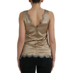 Dolce & Gabbana Elegant V-Neck Sleeveless Lace Trim Top Dolce & Gabbana Dim Gray