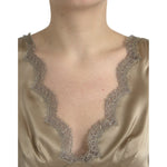 Dolce & Gabbana Elegant V-Neck Sleeveless Lace Trim Top Dolce & Gabbana Rosy Brown
