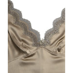 Dolce & Gabbana Elegant V-Neck Sleeveless Lace Trim Top Dolce & Gabbana Rosy Brown