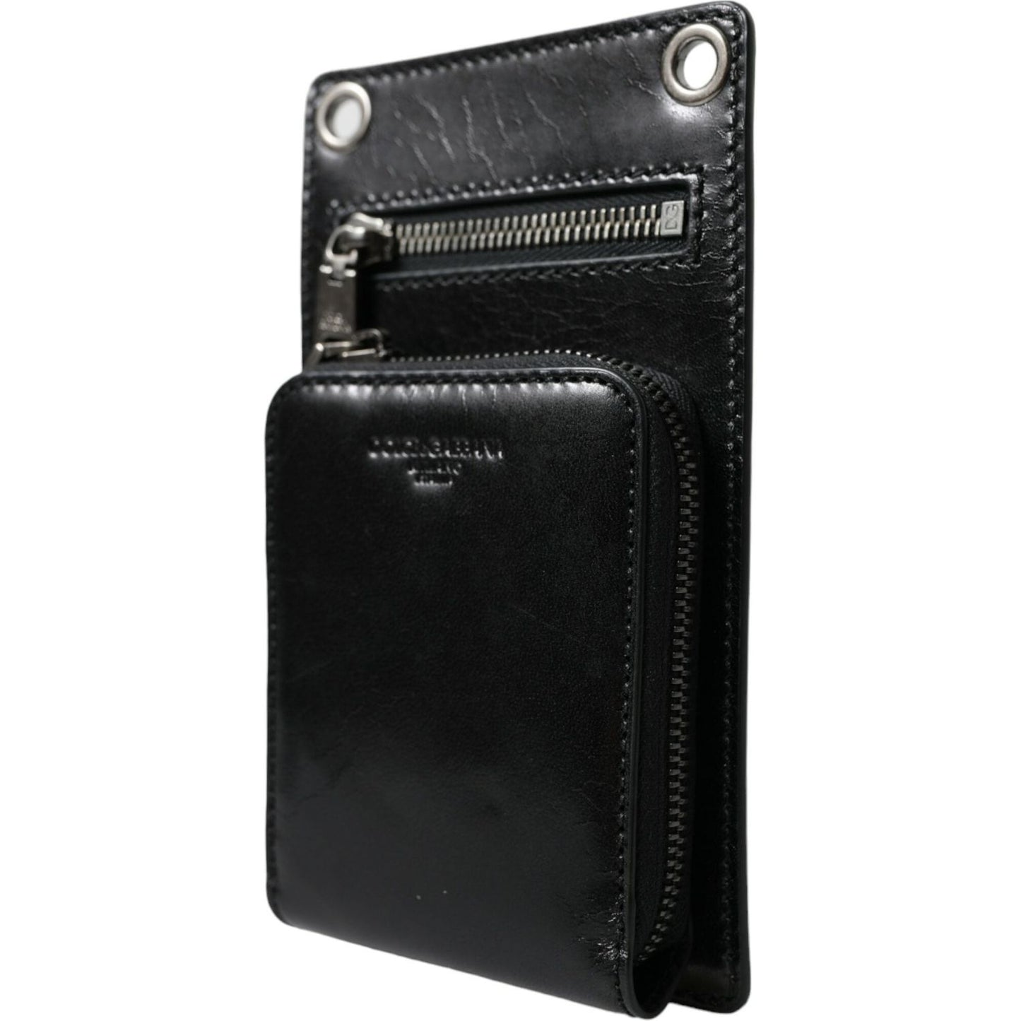 Dolce & Gabbana Wallet Black Horse Leather Zip Logo Cross Body Phone Slot Dolce & Gabbana Black