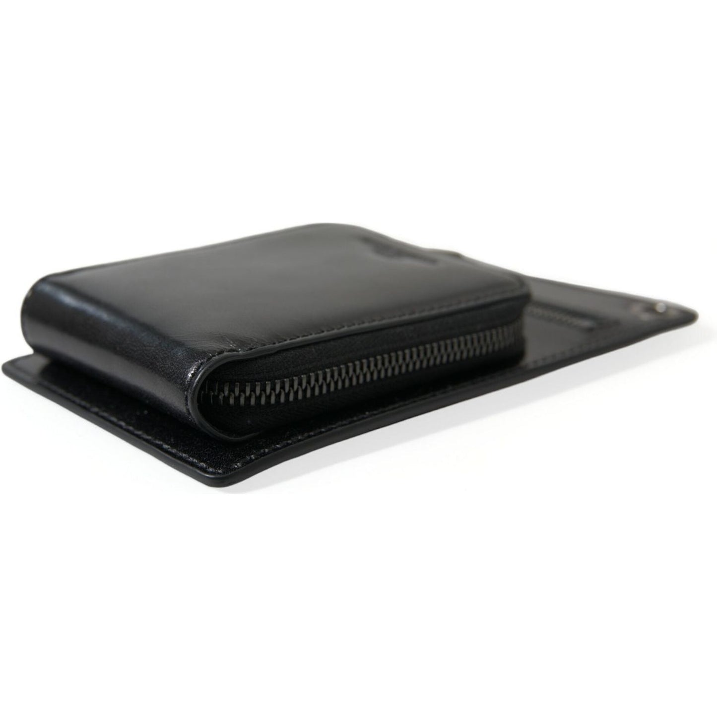 Dolce & Gabbana Wallet Black Horse Leather Zip Logo Cross Body Phone Slot Dolce & Gabbana Dark Slate Gray