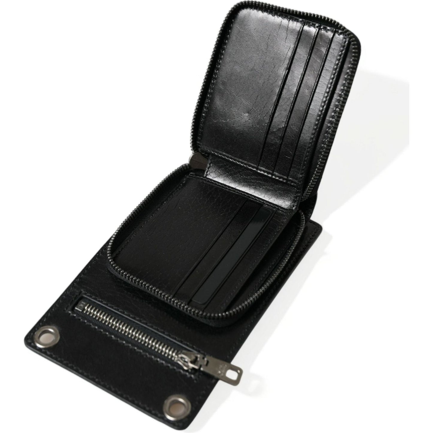 Dolce & Gabbana Wallet Black Horse Leather Zip Logo Cross Body Phone Slot Dolce & Gabbana Lavender