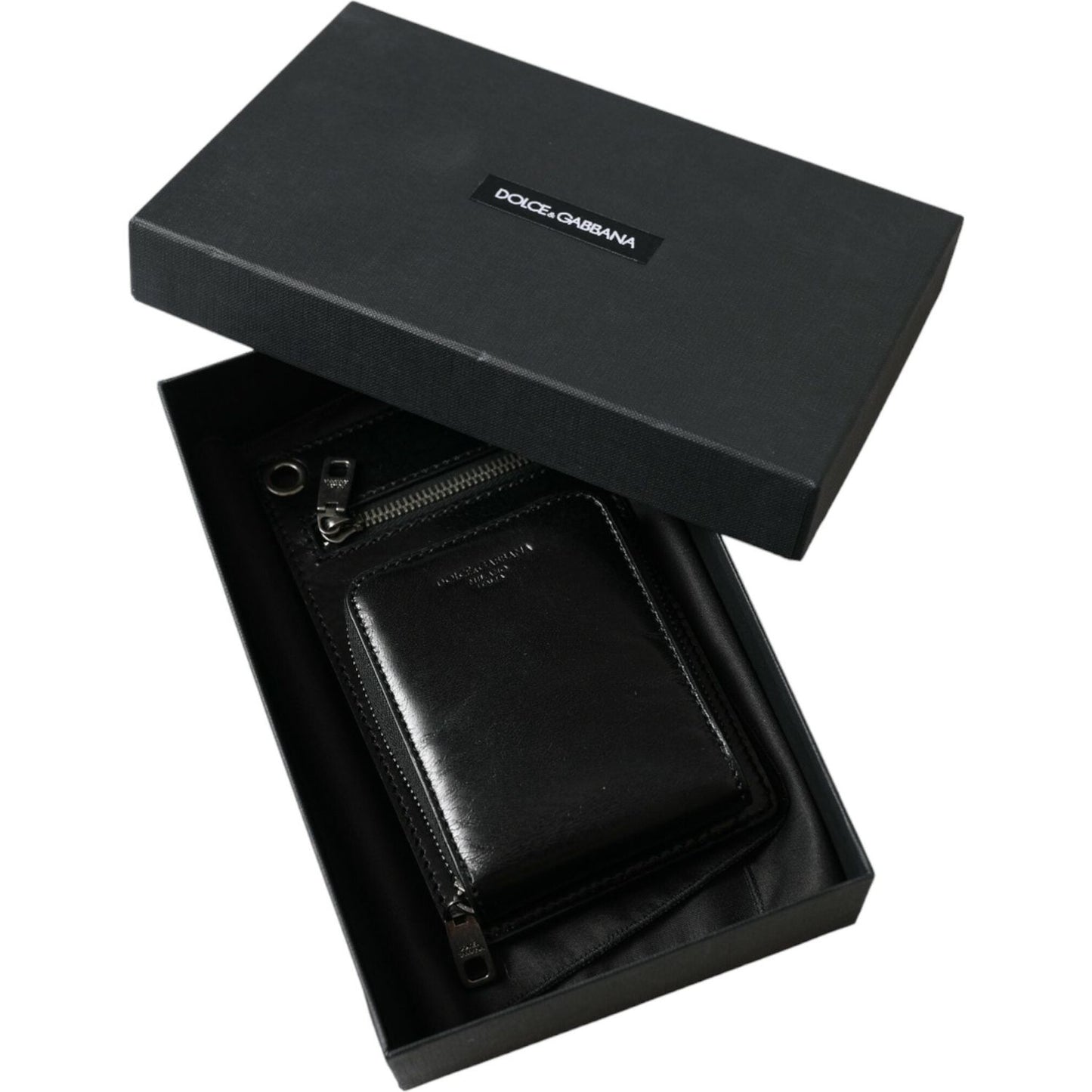 Dolce & Gabbana Wallet Black Horse Leather Zip Logo Cross Body Phone Slot Dolce & Gabbana Black