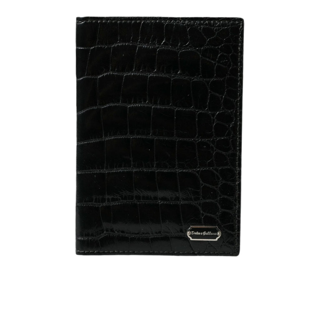 Dolce & Gabbana Black Exotic Skin Leather Long Bifold Passport Holder SMY101314