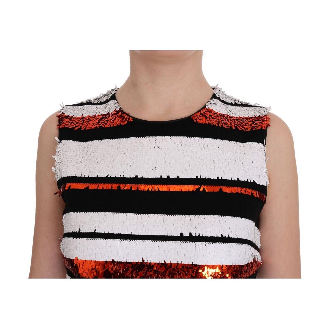 Dolce & Gabbana Sleeveless Striped Sheath Dress Dolce & Gabbana Gray