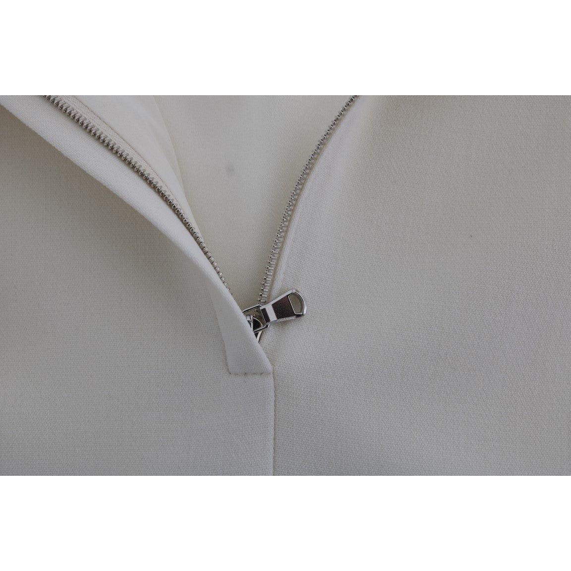 Dolce & Gabbana Elegant White Wool Shift Dress with Gold Brooch Dolce & Gabbana Light Slate Gray