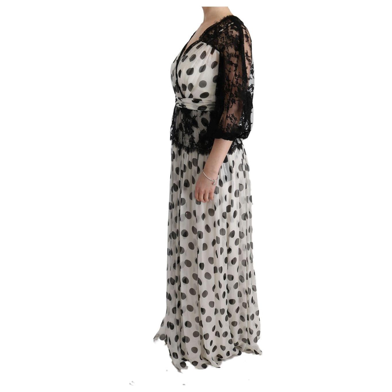 Dolce & Gabbana Elegant Polka Dotted Full Length Gown Dolce & Gabbana Dark Gray