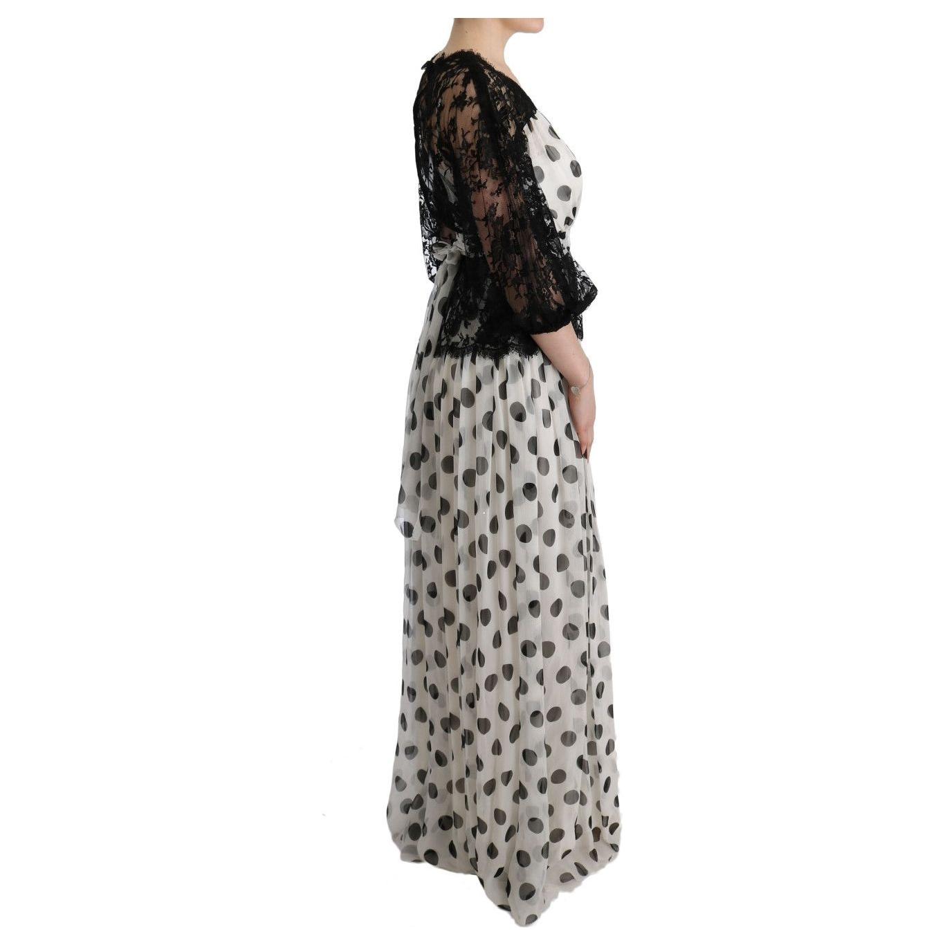 Dolce & Gabbana Elegant Polka Dotted Full Length Gown Dolce & Gabbana Rosy Brown