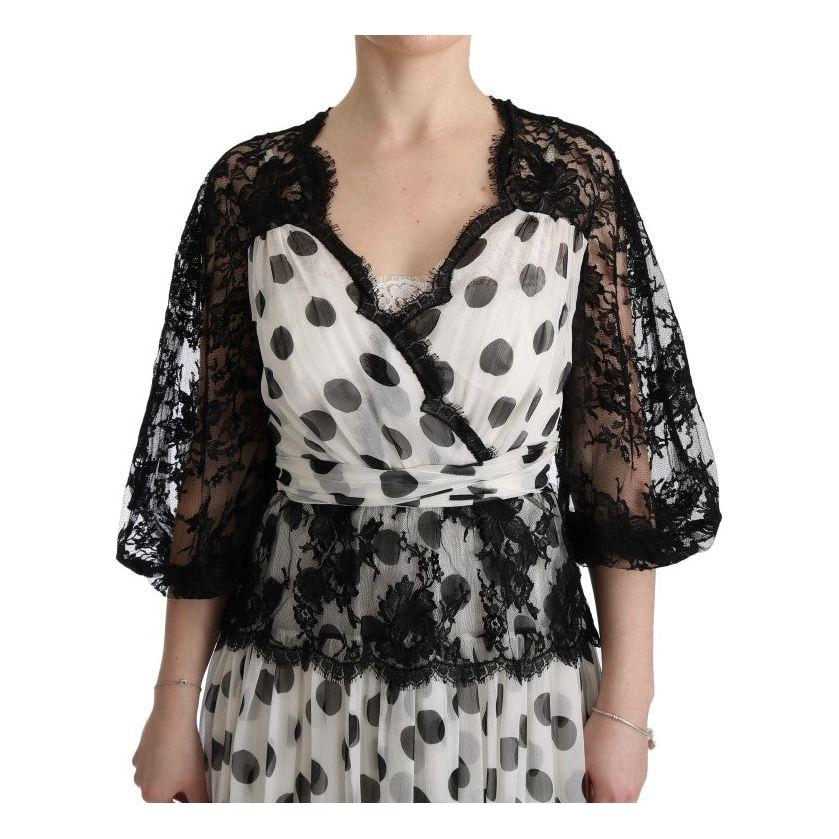 Dolce & Gabbana Elegant Polka Dotted Full Length Gown Dolce & Gabbana Dark Slate Gray