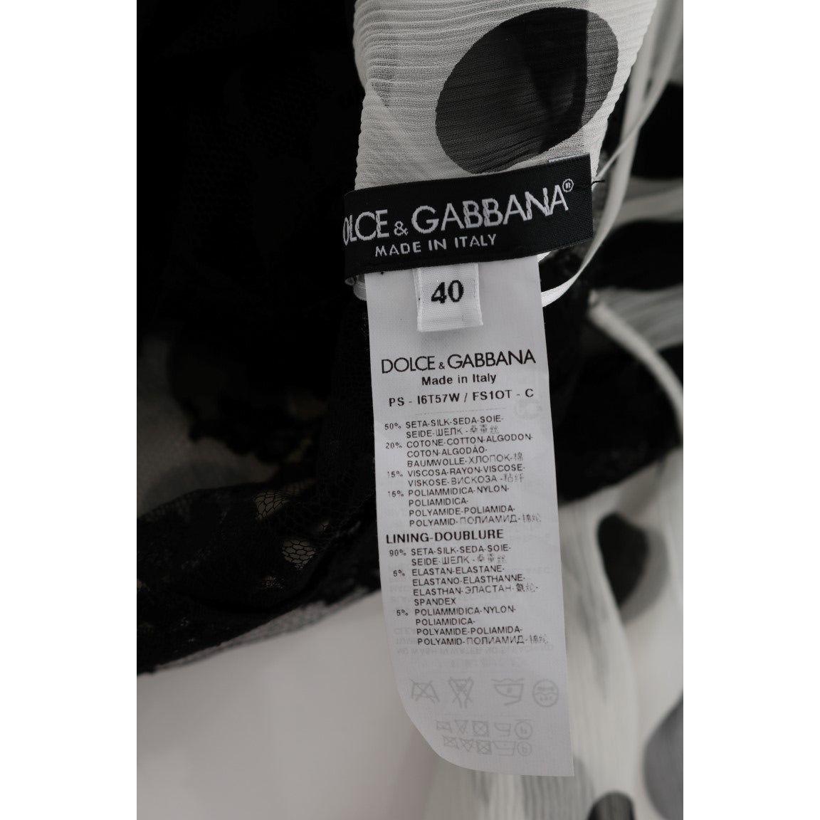 Dolce & Gabbana Elegant Polka Dotted Full Length Gown Dolce & Gabbana Dark Gray