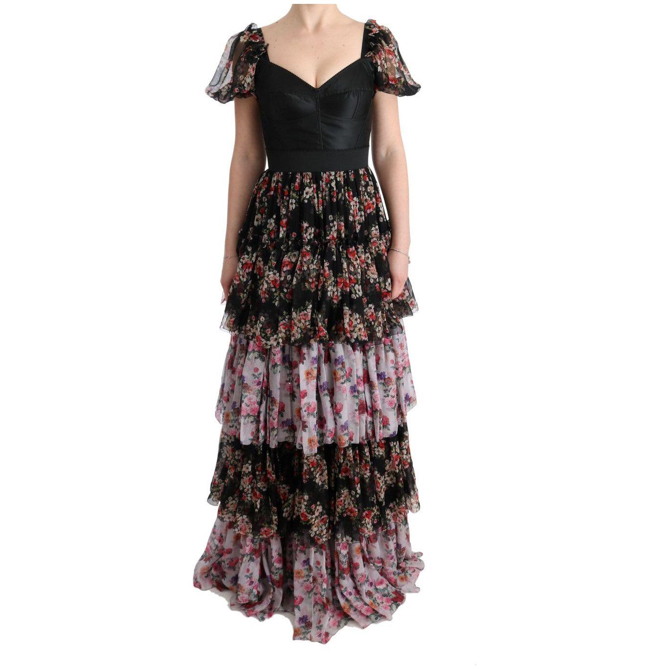 Dolce & Gabbana Elegant Floral Shift Dress in Multicolor Silk Blend Dolce & Gabbana Dark Slate Gray