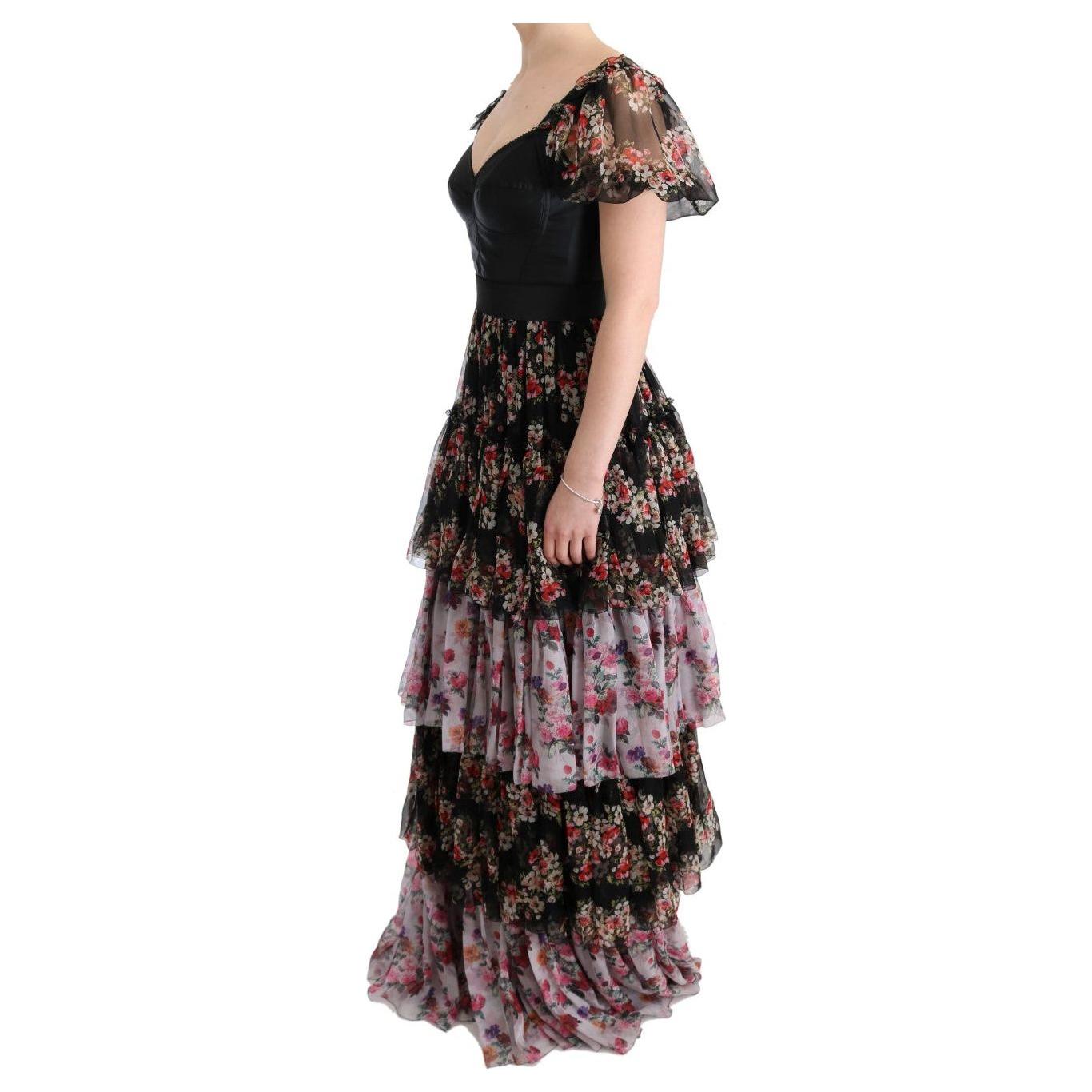 Dolce & Gabbana Elegant Floral Shift Dress in Multicolor Silk Blend Dolce & Gabbana Dark Slate Gray