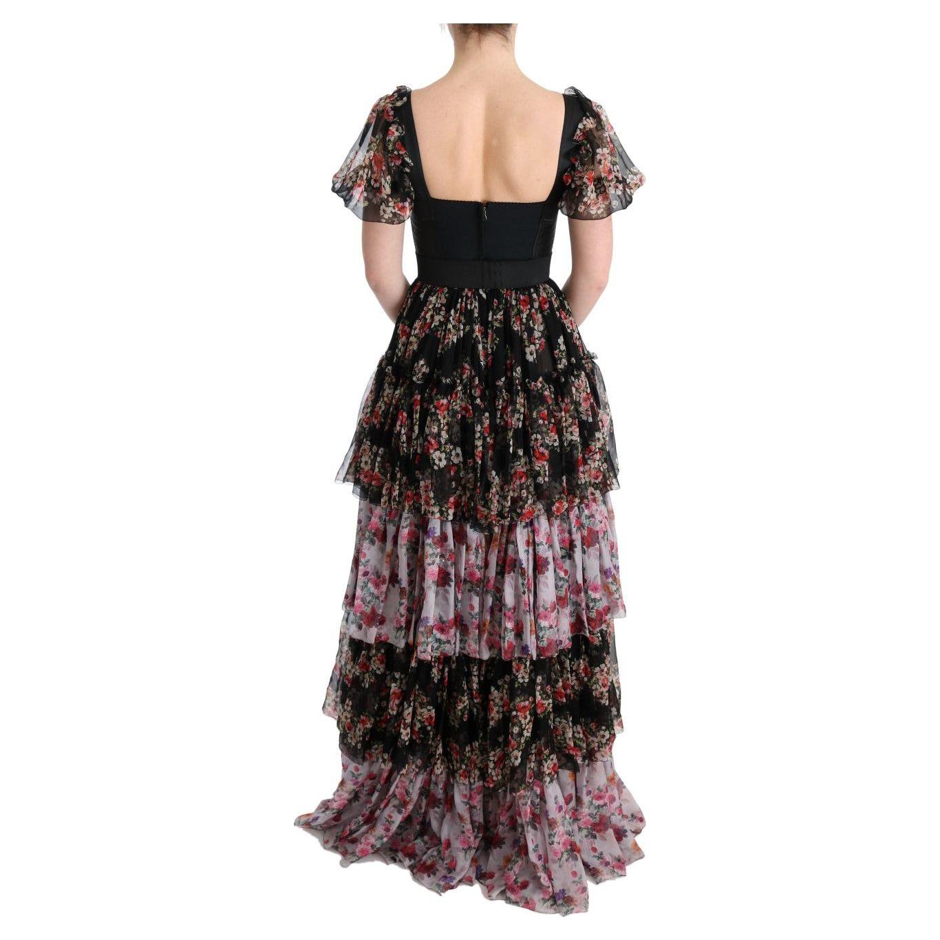 Dolce & Gabbana Elegant Floral Shift Dress in Multicolor Silk Blend Dolce & Gabbana Dark Slate Gray