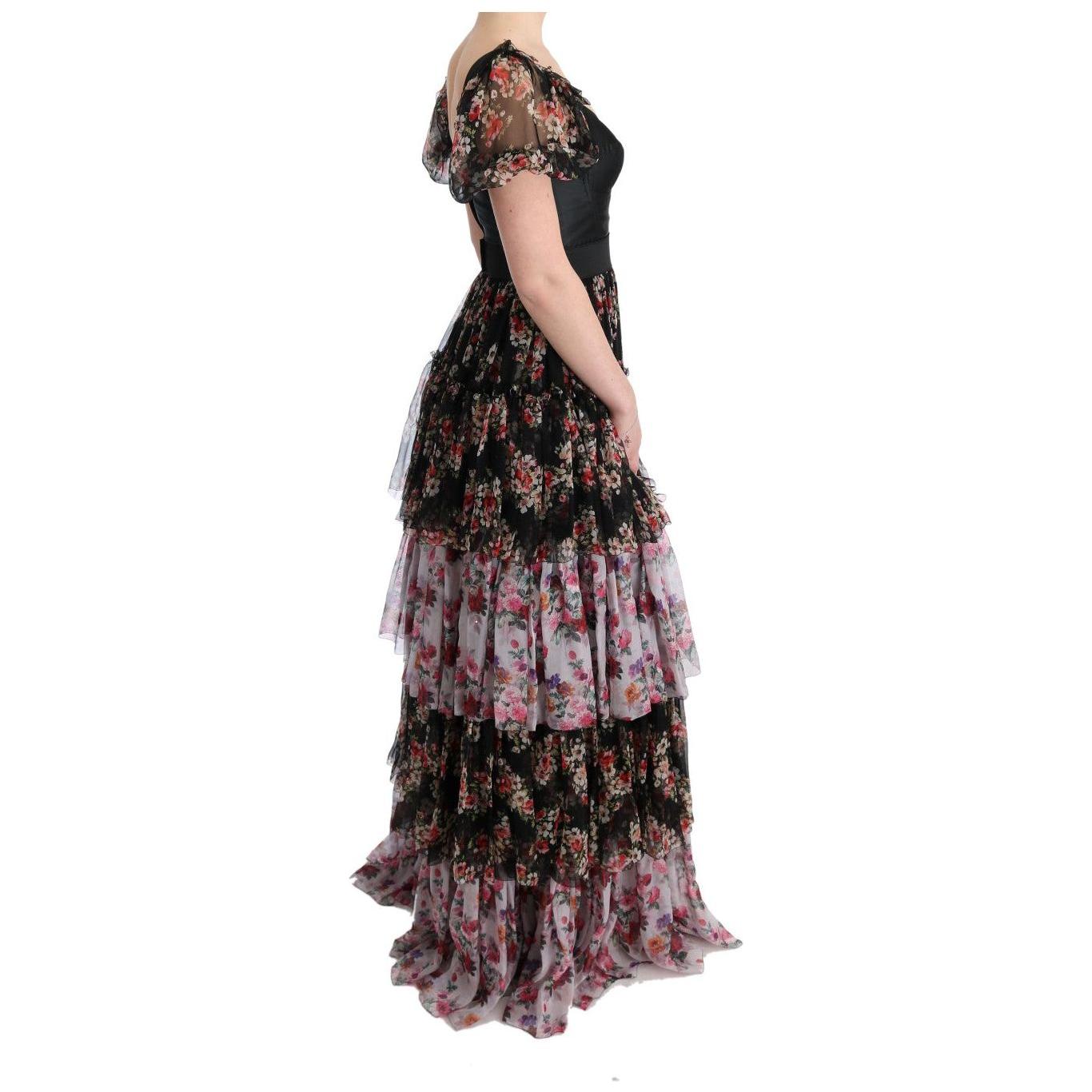 Dolce & Gabbana Elegant Floral Shift Dress in Multicolor Silk Blend Dolce & Gabbana Dark Slate Gray