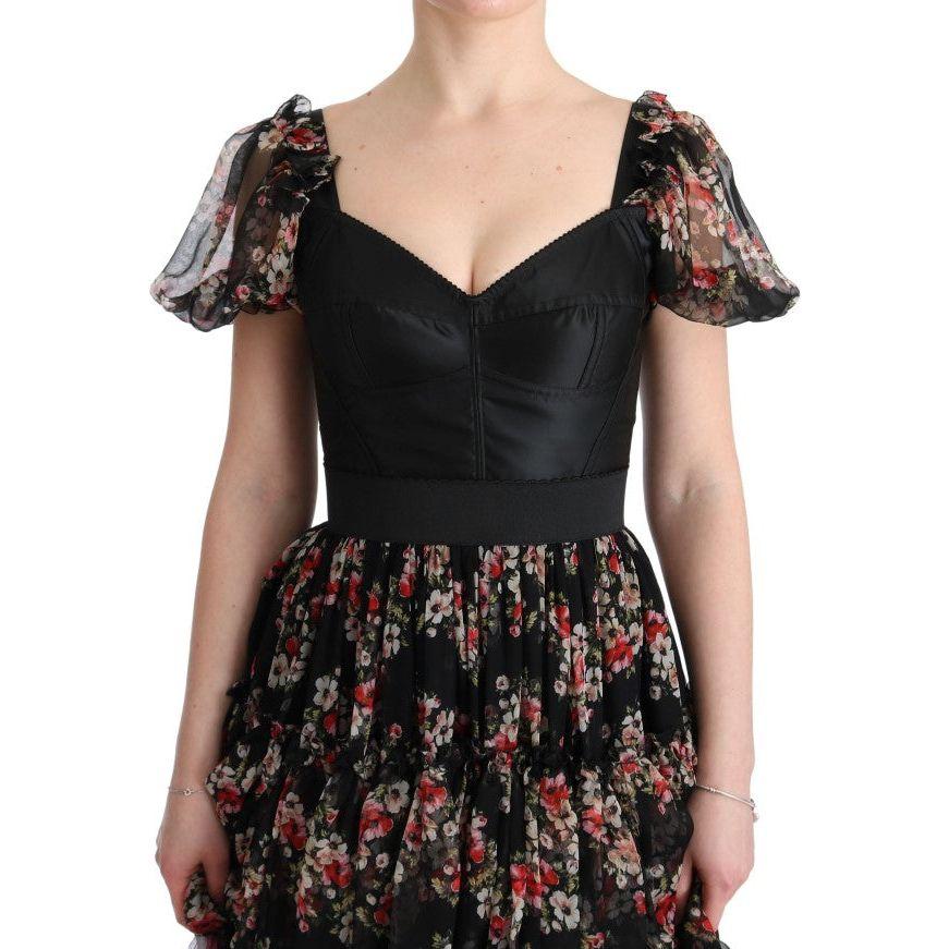 Dolce & Gabbana Elegant Floral Shift Dress in Multicolor Silk Blend Dolce & Gabbana Tan