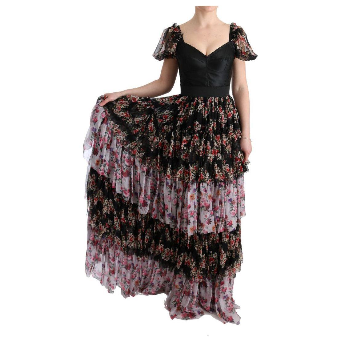Dolce & Gabbana Elegant Floral Shift Dress in Multicolor Silk Blend Dolce & Gabbana Dark Slate Gray