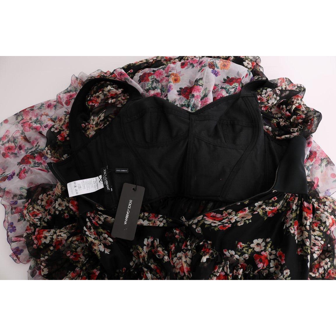 Dolce & Gabbana Elegant Floral Shift Dress in Multicolor Silk Blend Dolce & Gabbana Gray