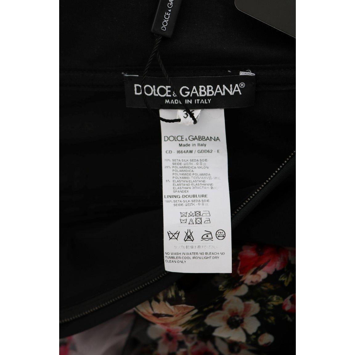 Dolce & Gabbana Elegant Floral Shift Dress in Multicolor Silk Blend Dolce & Gabbana Black