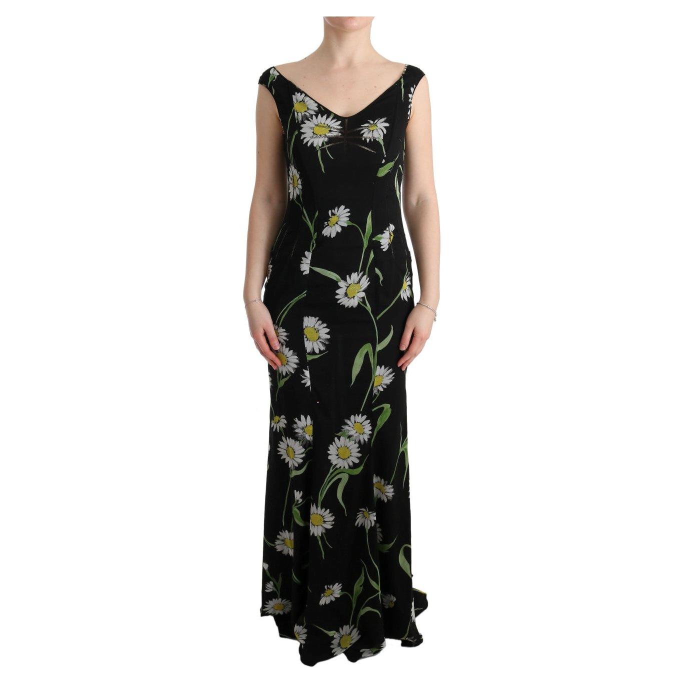 Dolce & Gabbana Sunflower Print Full Length Sheath Dress Dolce & Gabbana Tan