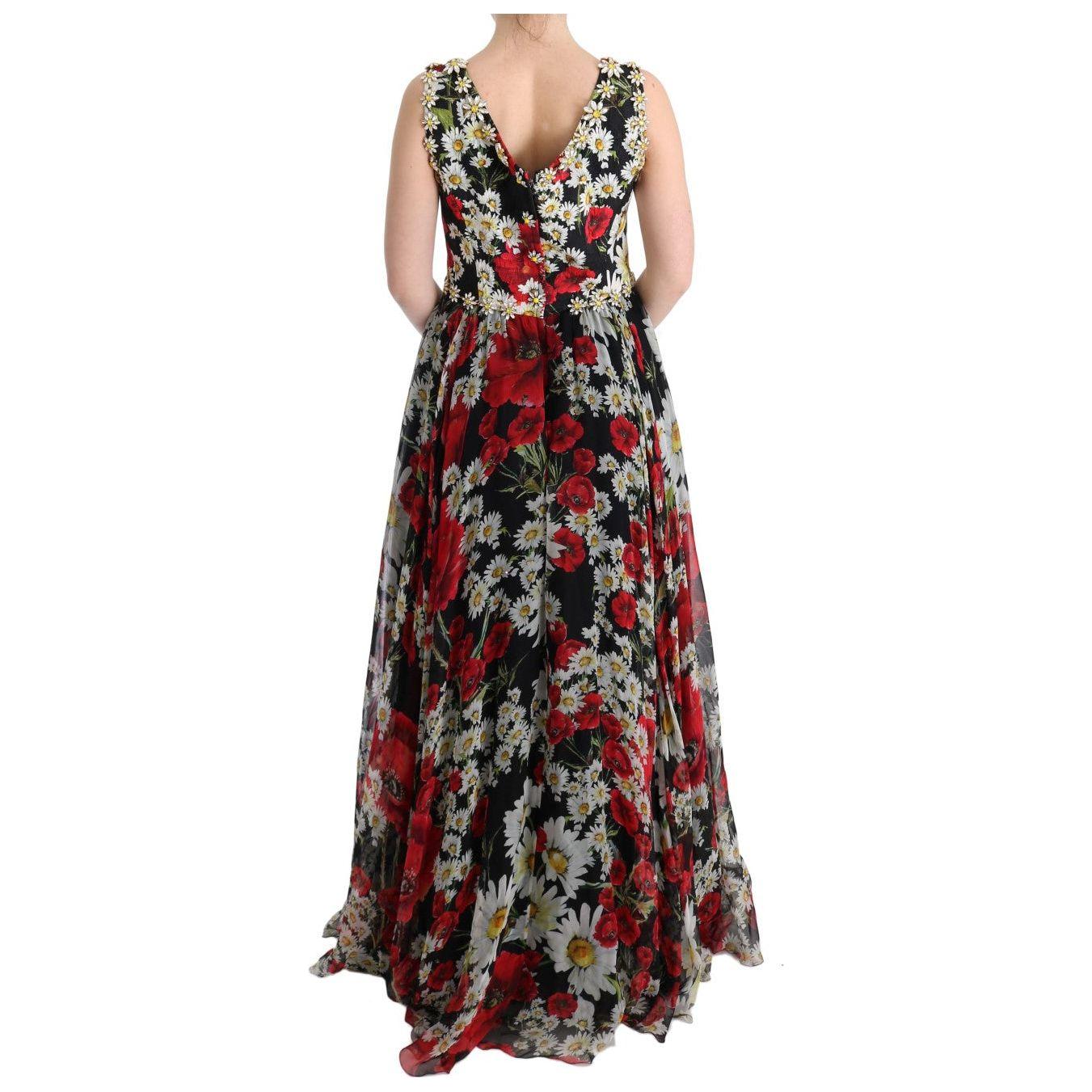 Dolce & Gabbana Floral Maxi Gown with Sunflower Print and Crystals Dolce & Gabbana Dark Slate Gray