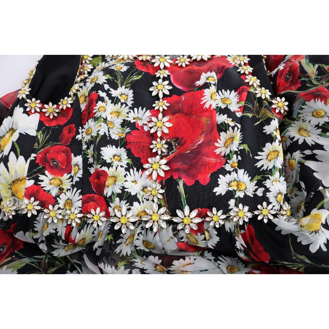 Dolce & Gabbana Floral Maxi Gown with Sunflower Print and Crystals Dolce & Gabbana Dark Slate Gray