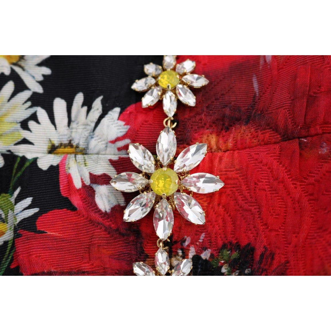 Dolce & Gabbana Floral Maxi Gown with Sunflower Print and Crystals Dolce & Gabbana Brown