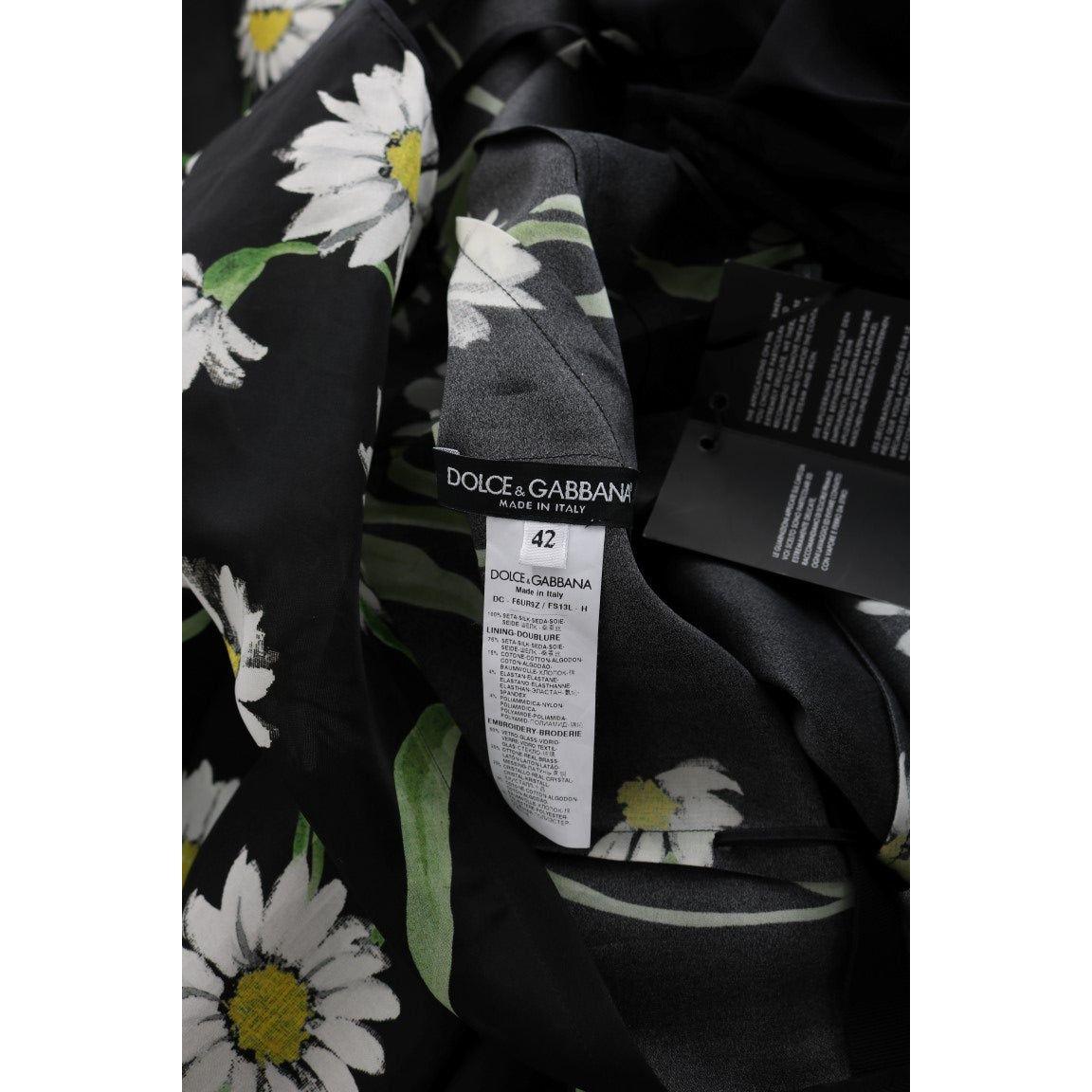 Dolce & Gabbana Elegant Sunflower Maxi Gown with Crystals Dolce & Gabbana Black