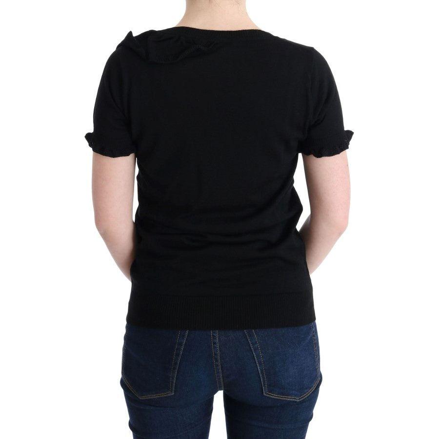 MARGHI LO' Elegant Black Lana Wool Top MARGHI LO' Black