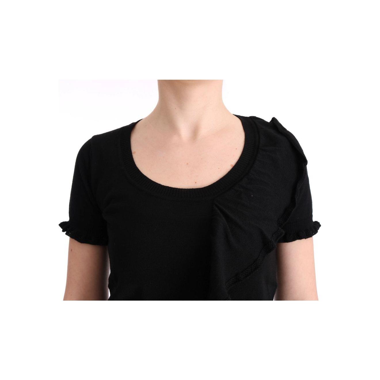 MARGHI LO' Elegant Black Lana Wool Top MARGHI LO' Black