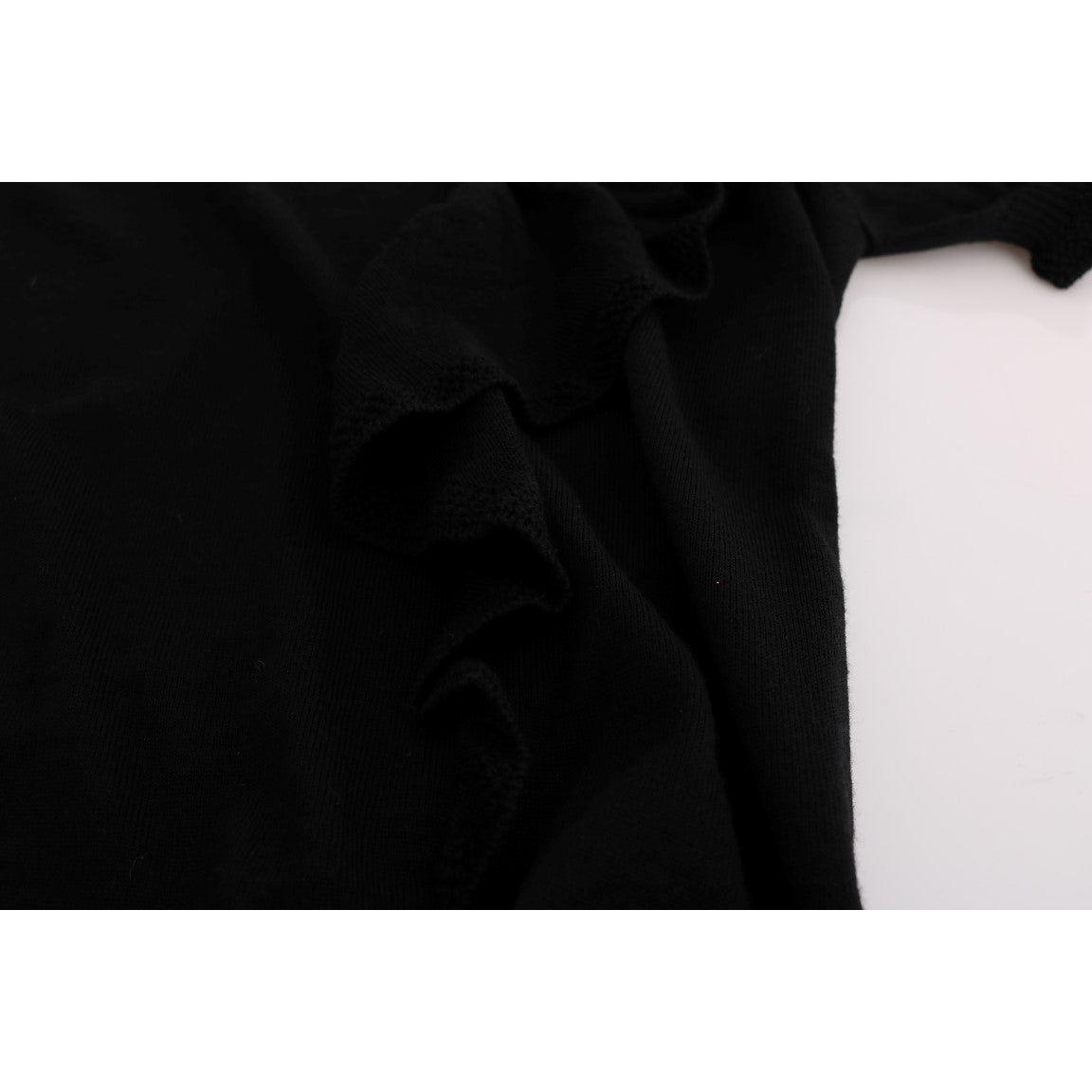 MARGHI LO' Elegant Black Lana Wool Top MARGHI LO' Light Gray