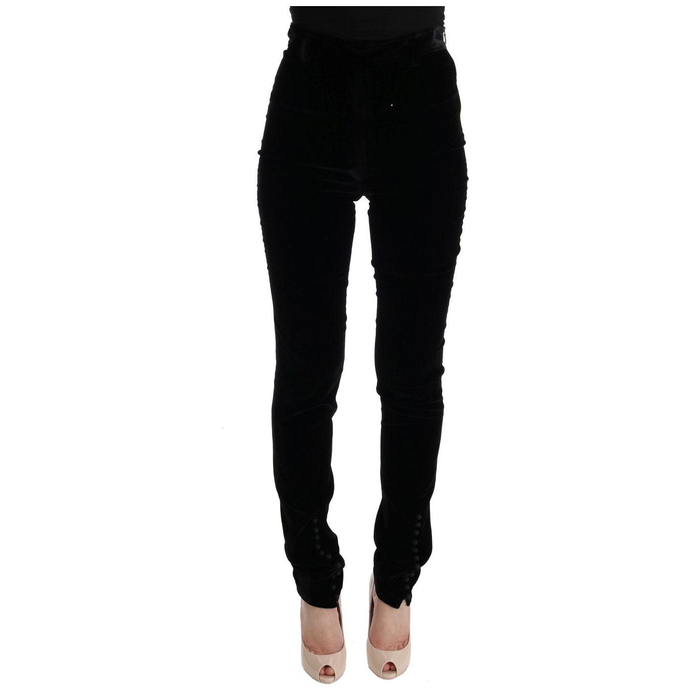 Ermanno Scervino Sleek High-Waist Black Trousers Jeans & Pants Ermanno Scervino Black