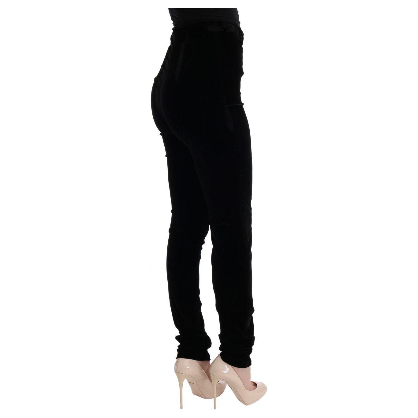 Ermanno Scervino Sleek High-Waist Black Trousers Jeans & Pants Ermanno Scervino Gray