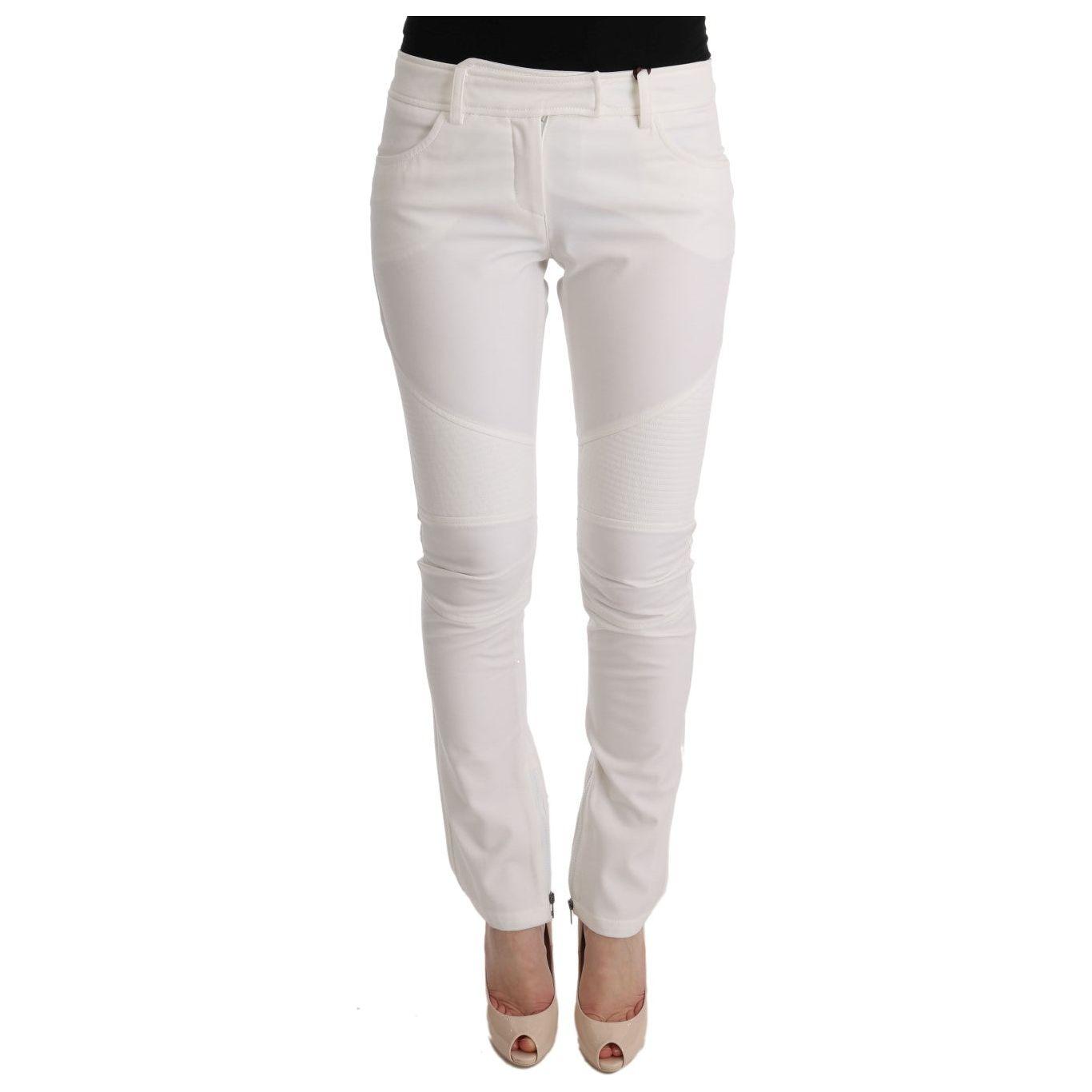 Ermanno Scervino Chic White Slim Fit Cotton Pants Ermanno Scervino Light Gray