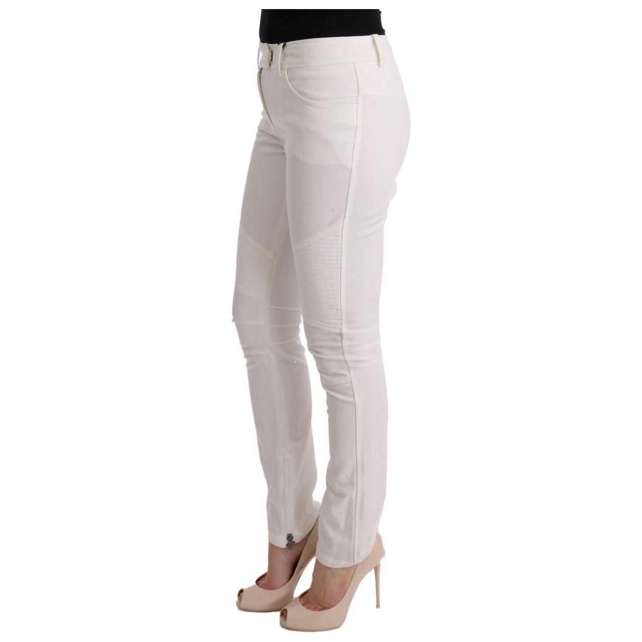 Ermanno Scervino Chic White Slim Fit Cotton Pants Ermanno Scervino Gray