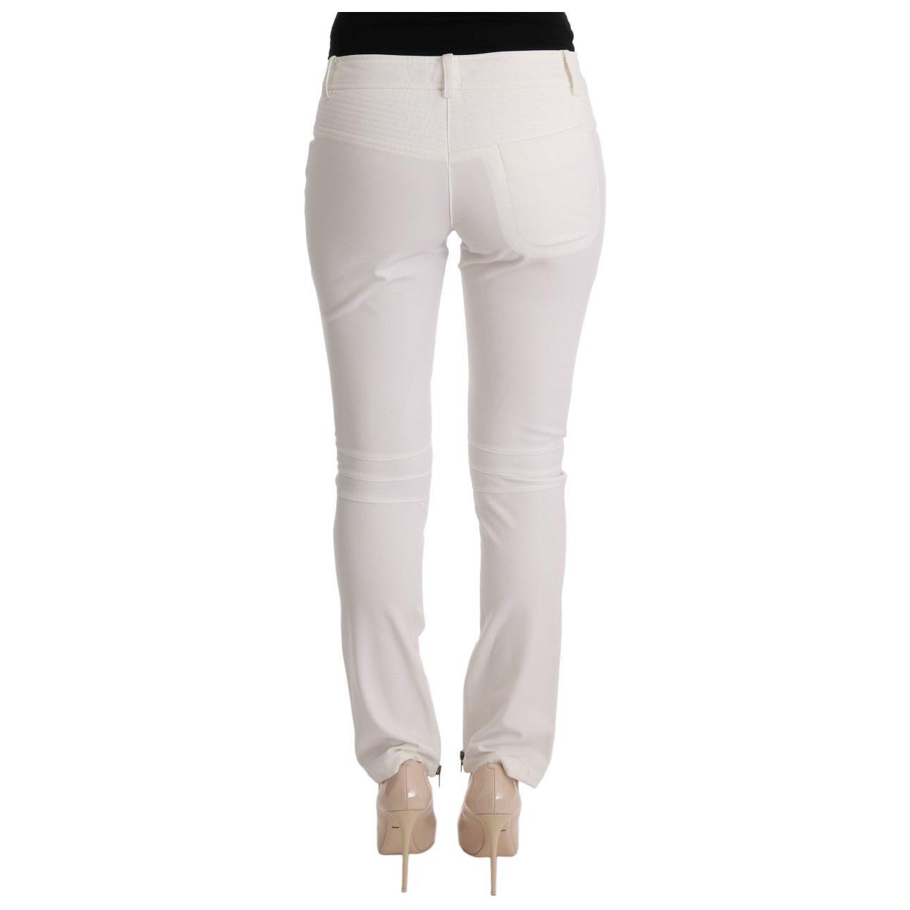 Ermanno Scervino Chic White Slim Fit Cotton Pants Ermanno Scervino Light Gray