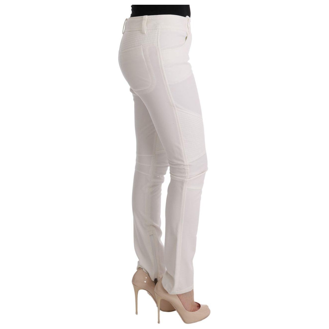 Ermanno Scervino Chic White Slim Fit Cotton Pants Ermanno Scervino Gray