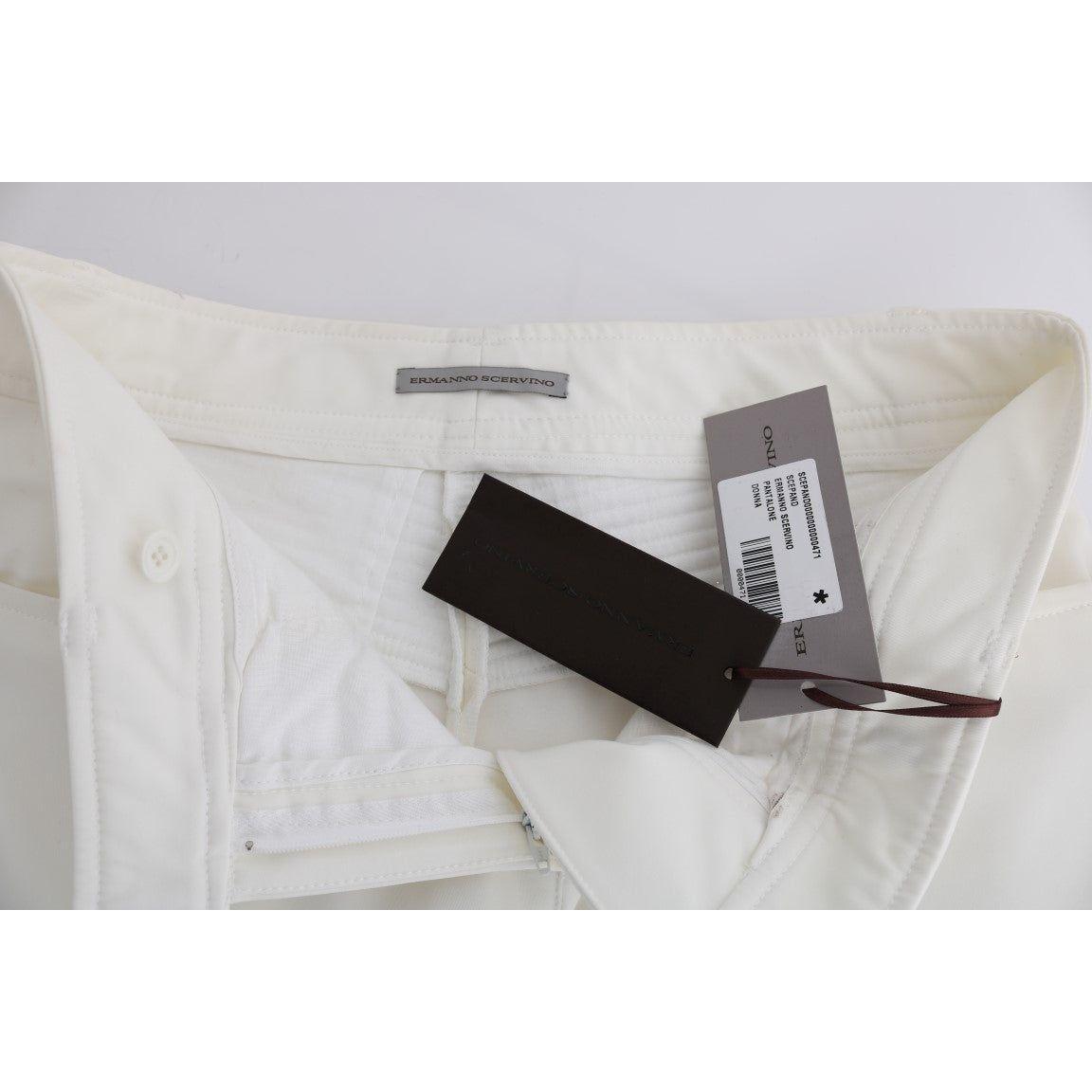 Ermanno Scervino Chic White Slim Fit Cotton Pants Ermanno Scervino Gray