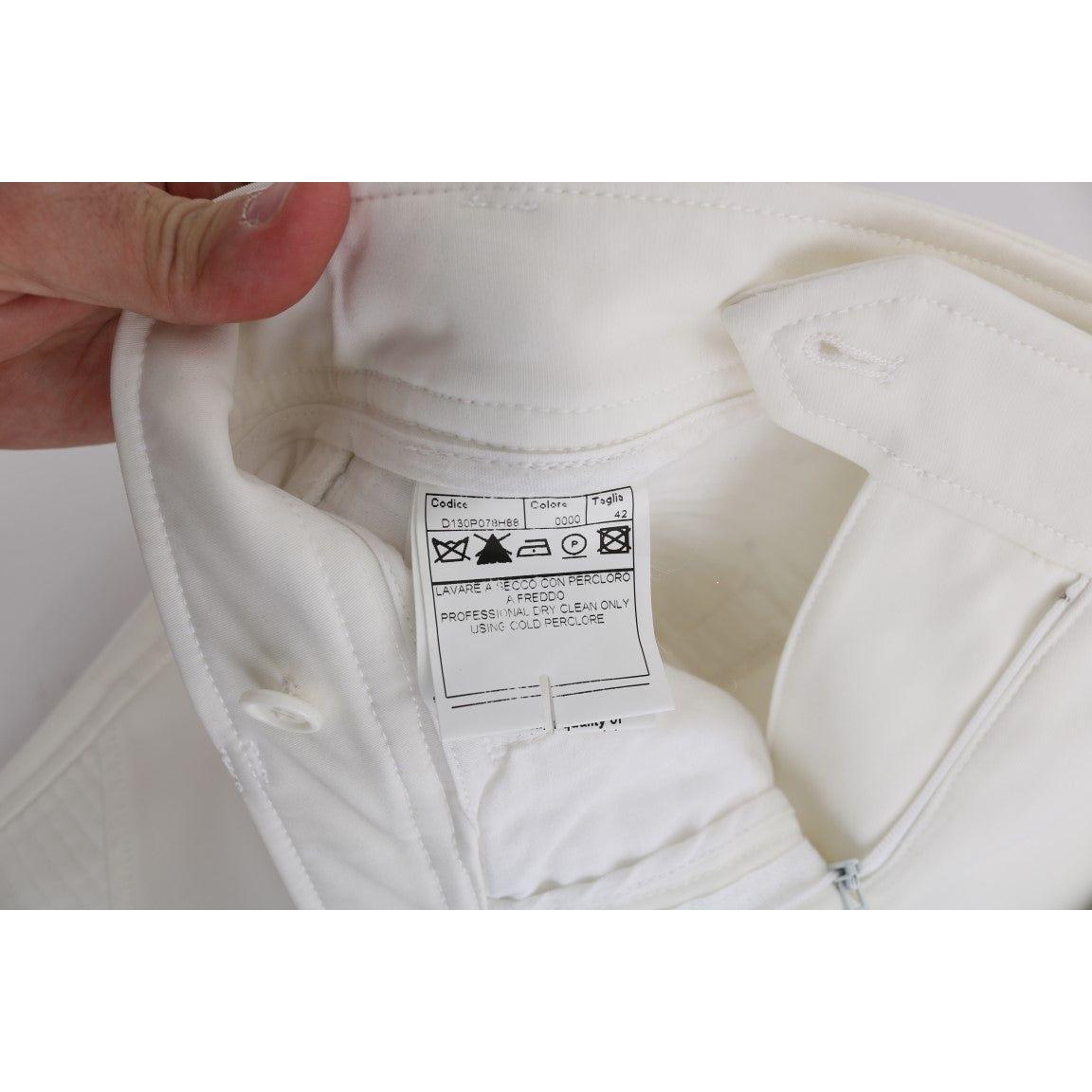 Ermanno Scervino Chic White Slim Fit Cotton Pants Ermanno Scervino Gray